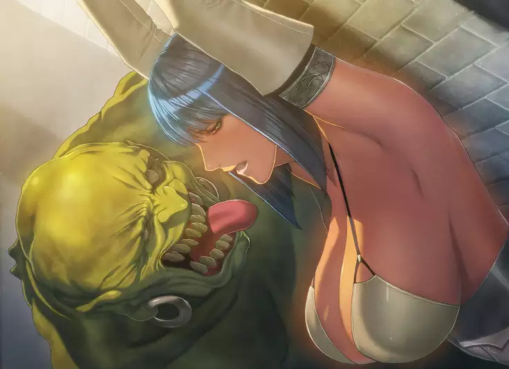 A woman knight falls in female pig