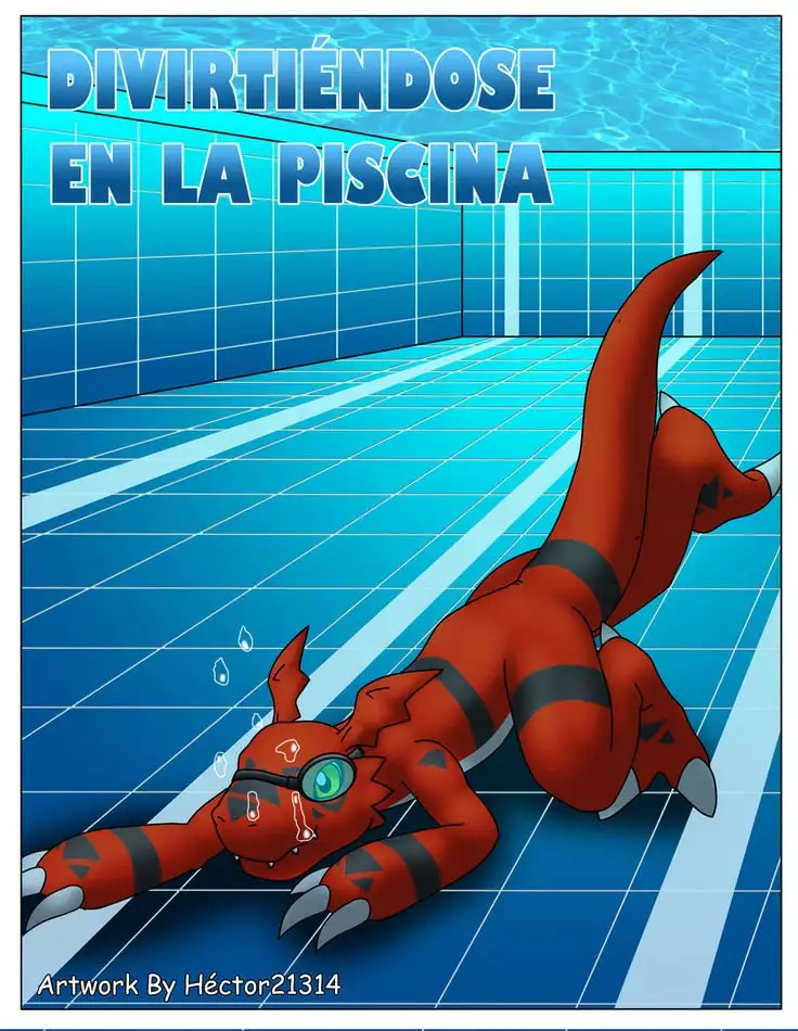 Divirtiéndose en la piscina